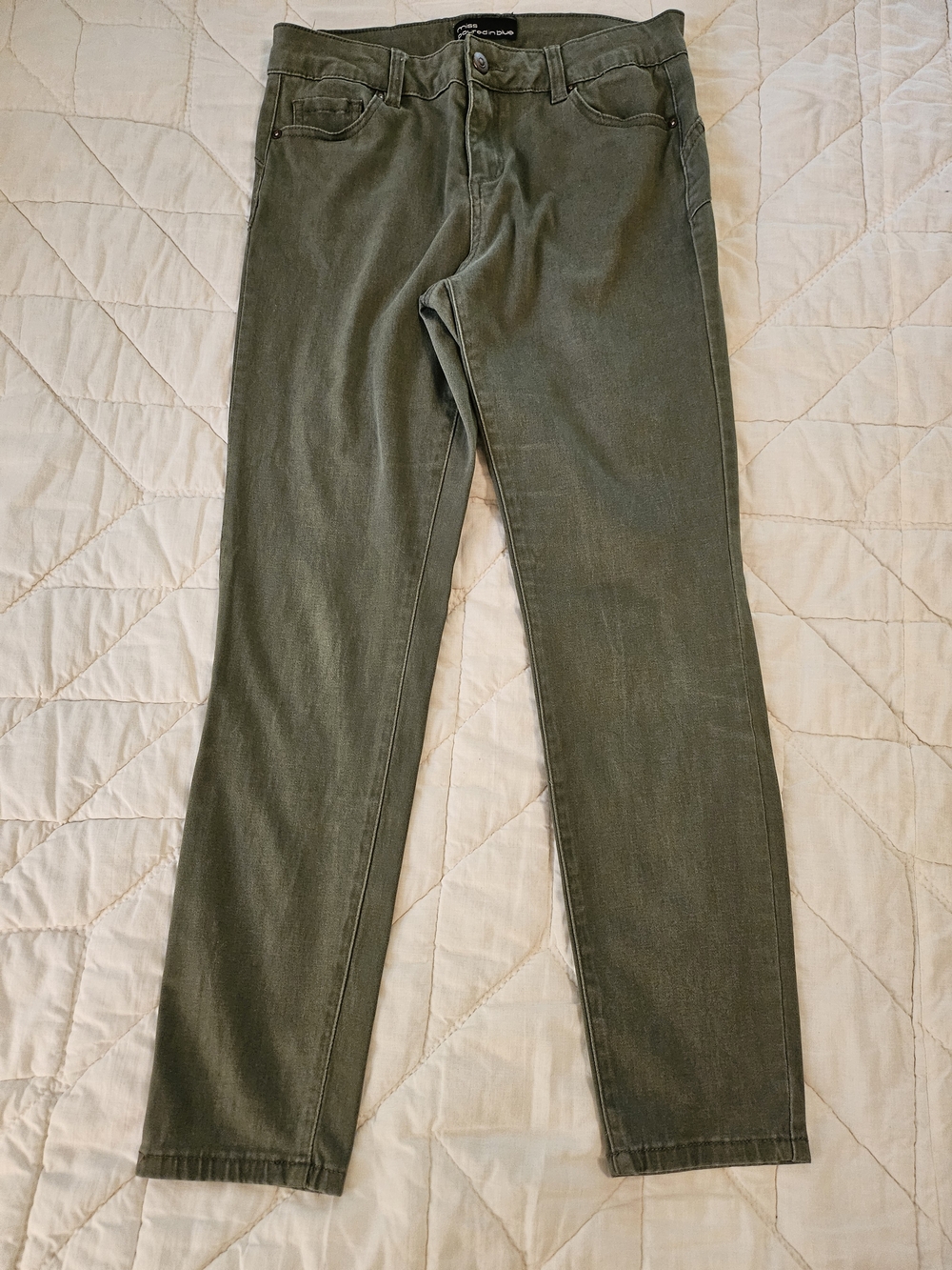 Miss Poured in Blue - Soft Olive Green Jeans - Size 6